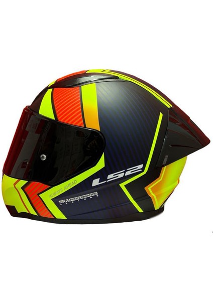 Rapıd 2 Race Extra Mat Neon Sarı-Navy Mavi Kask++Spoiler-Set Siyah Cam