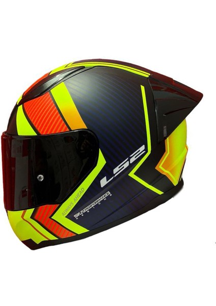 Rapıd 2 Race Extra Mat Neon Sarı-Navy Mavi Kask++Spoiler-Set Siyah Cam