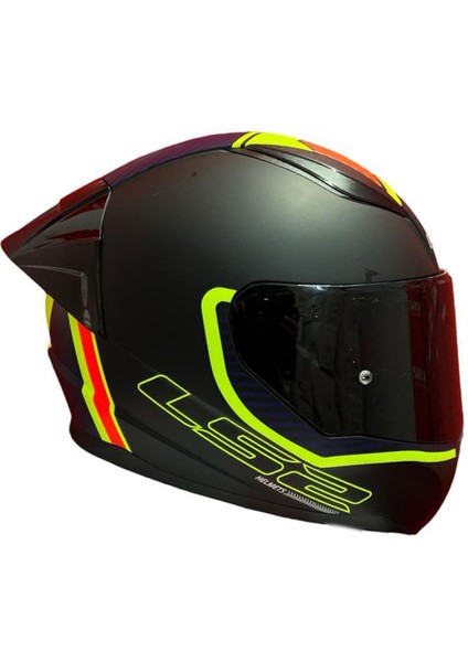Rapıd 2 Race Extra Mat Neon Sarı-Navy Mavi Kask++Spoiler-Set Siyah Cam