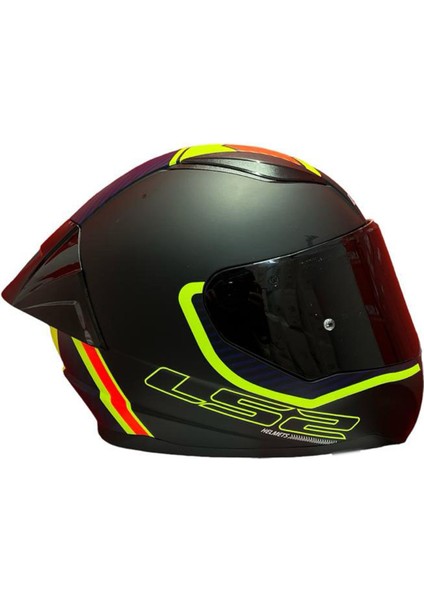 Rapıd 2 Race Extra Mat Neon Sarı-Navy Mavi Kask++Spoiler-Set Siyah Cam