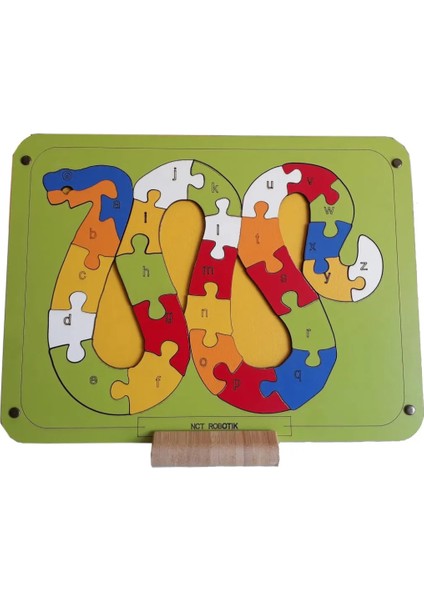 Okul Öncesi Eğitici Puzzle Oyuncak Seti/yılan Figürü Yeşil