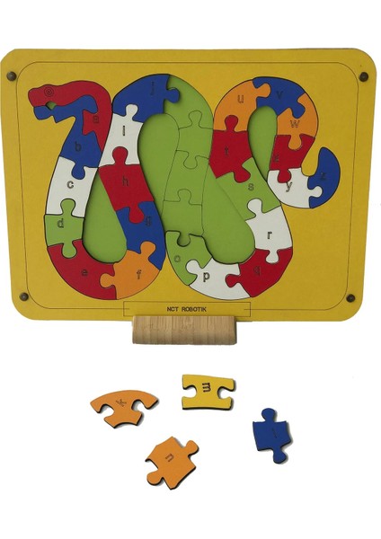 Okul Öncesi Eğitici Puzzle Oyuncak Seti/yılan Figürü Yeşil