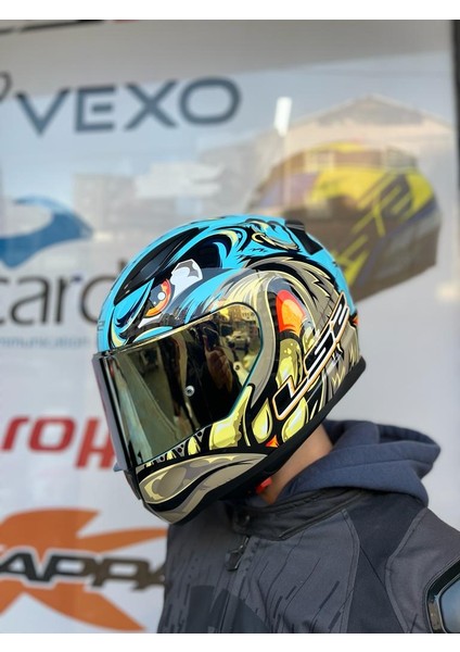 Rapıd 2 Neo Mavi-Mor Kask Gold Vizör -Mtn1