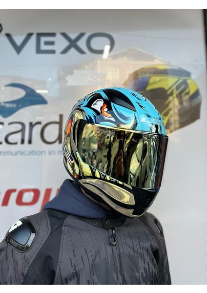 Rapıd 2 Neo Mavi-Mor Kask Gold Vizör -Mtn1