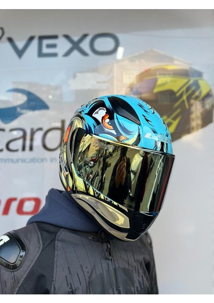 Rapıd 2 Neo Mavi-Mor Kask Gold Vizör -Mtn1