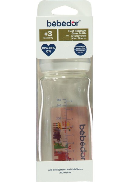 Geniş Ağızlı Isıya Dayanıklı Cam Biberon 260ML 51301