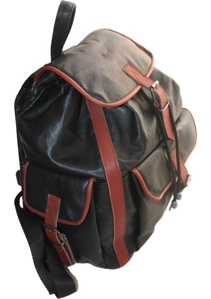 % 100 Hakiki Deri Kadın-Erkek Sırt Çantası Siyah Taba Garnili 3cep ÇNTDRSYHTABA3CEP01 indirimleri