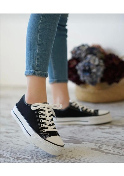 Kalın Taban Kısa Keten Sneaker