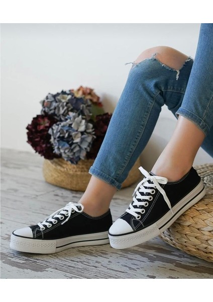 Kalın Taban Kısa Keten Sneaker