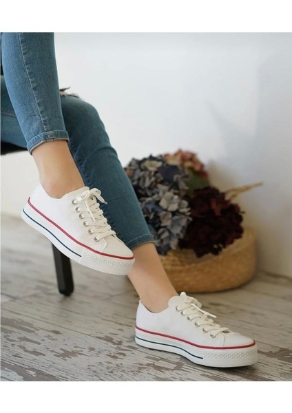 Kalın Taban Kısa Keten Sneaker