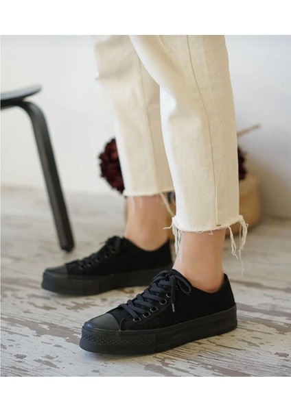 Kalın Taban Kısa Keten Sneaker