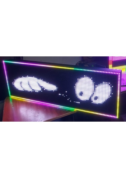 Rgb LED Tabela Kayan Yazı - Renkli Kayan Yazı LED Tabela - 16X96 cm Tek Yön
