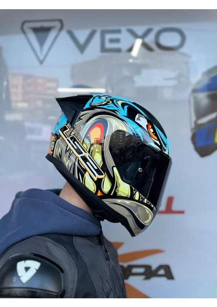 Rapid 2 Neo Mavi-Mor Motosiklet Kaskı – Siyah Vizör, Spoiler ve 300 A Uyumlu Polikarbon Kabuk, Şehir İçi ve Uzun Yol Kullanımı modelleri