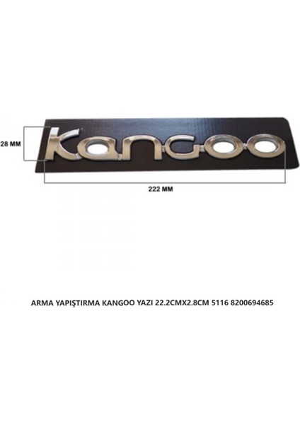 Renault Kangoo Arma Bagaj Yazısı Yapıştırma 22.2cmx2.8cm 5116