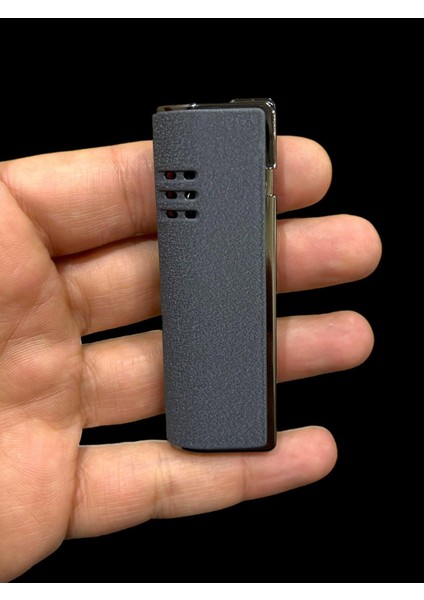 Koyu Mat Gri Pürmüzlü Gazlı Metal Çakmak 109459