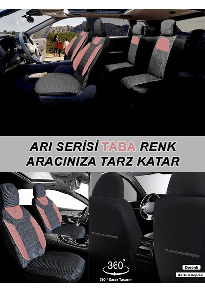 Alfa Romeo 147 Uyumlu Arı Desen Oto Koltuk Araba Kılıfı Taba Model