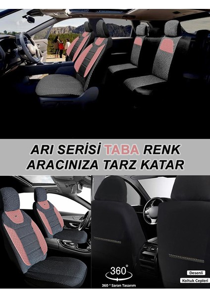 Audi A8 Uyumlu Arı Desen Oto Koltuk Araba Kılıfı Taba Model