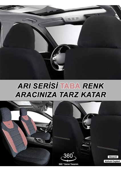 Audi A8 Uyumlu Arı Desen Oto Koltuk Araba Kılıfı Taba Model