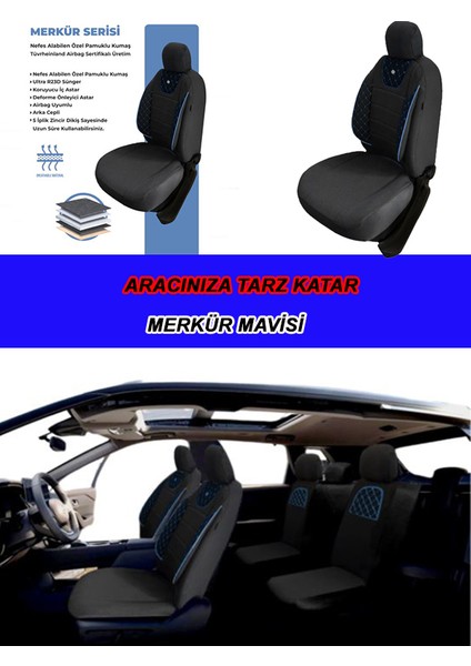 Daewoo Nexia Uyumlu Merkür Desen Oto Koltuk Araba Kılıfı Mavi Model