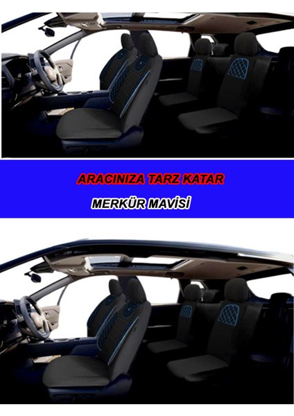 Daewoo Nexia Uyumlu Merkür Desen Oto Koltuk Araba Kılıfı Mavi Model