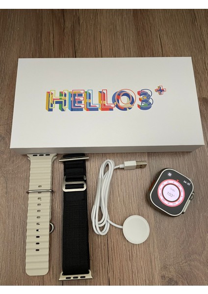 Tekiz Teknoloji Hello Watch 3+ Plus H12 Ultra Max 4gb Hafıza ve Aksesuar Bağlantılı Watch Ultra 49MM Akıllı Saat