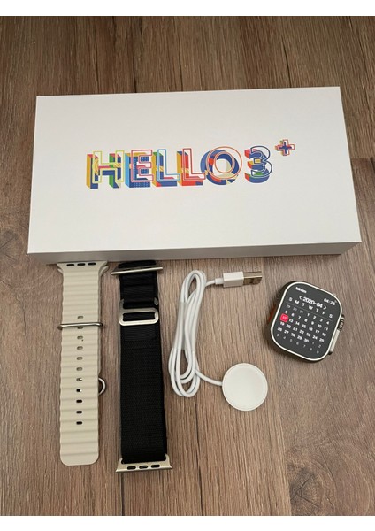 Tekiz Teknoloji Hello Watch 3+ Plus H12 Ultra Max 4gb Hafıza ve Aksesuar Bağlantılı Watch Ultra 49MM Akıllı Saat