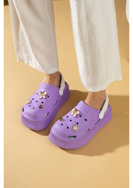 Yüksek Taban Altın Tokalı Eva Comfort Kadın Sandalet DNZ225-24