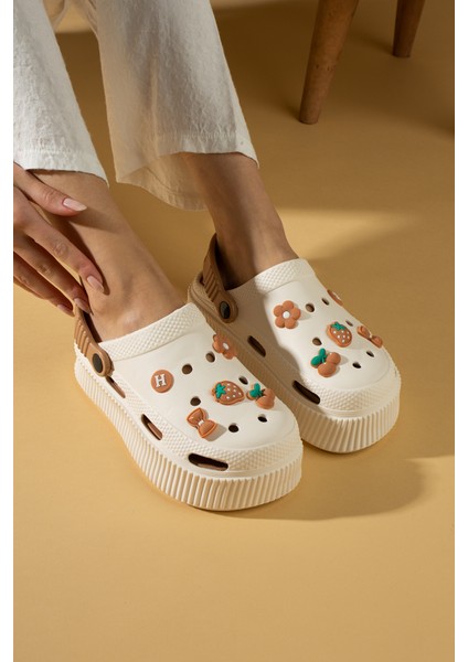 Yüksek Taban Jibbitzli Eva Comfort Kadın Sandalet DNZ224-24BEJVIZON