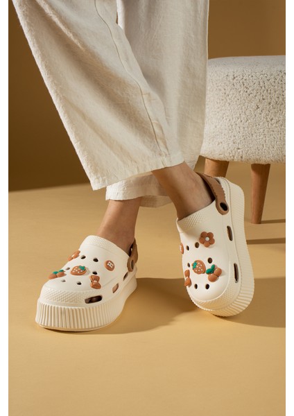 Yüksek Taban Jibbitzli Eva Comfort Kadın Sandalet DNZ224-24BEJVIZON
