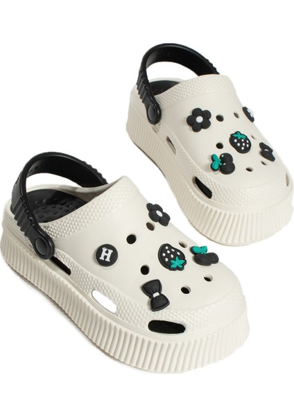 Yüksek Taban Jibbitzli Eva Comfort Kadın Sandalet DNZ224-24BEJSIYAH