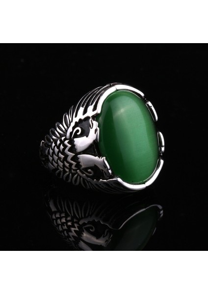 925 Ayar Gümüş Çift Başlı Kartal Işlemeli Erkek Yüzük