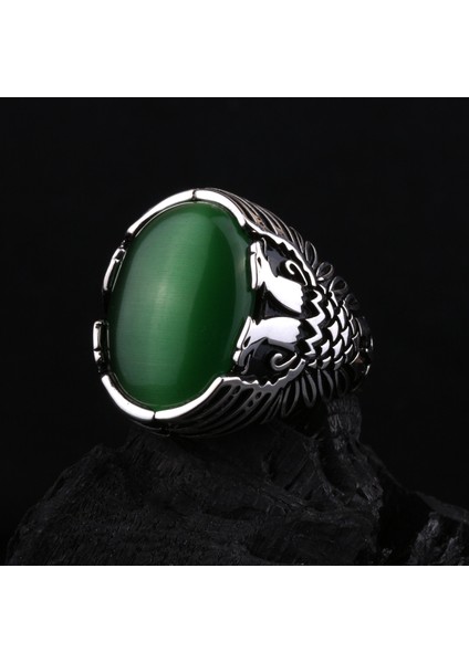 925 Ayar Gümüş Çift Başlı Kartal Işlemeli Erkek Yüzük modelleri