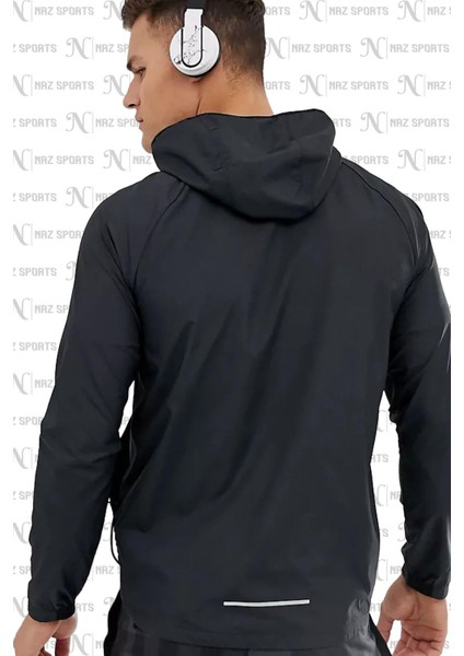 Essential Hooded Running Su Tutmaz Kumaş Kapüşonlu Erkek Spor Ceket