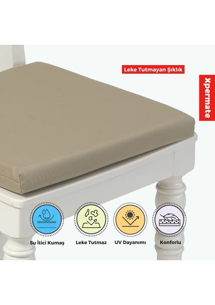Fermuarlı Sandalye Minderi Su Itici Kumaş 40X40 cm Sünger Sandalye Minderi Bağcıklı Bej fiyatları