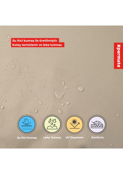 Fermuarlı Sandalye Minderi Su Itici Kumaş 40X40 cm Sünger Sandalye Minderi Bağcıklı Bej indirimleri