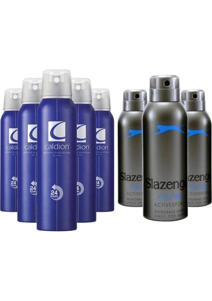 Activesport Mavi Erkek Deodorant 150 ml 3 Adet + Caldion Erkek Deodorant 150 ml 5 Adet