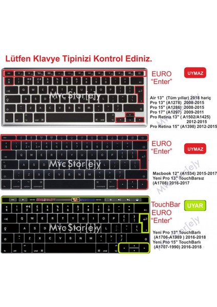 Macbook Pro Klavye Koruyucu UK(EU) İngilizce Baskı A1706 1989 2159 A1707 1990 Uyumlu Ombre