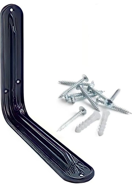 Siyah Lüx 13 x 19 cm Raf Altı Aparatı Ayağı L Demir Köşe Konsol Raf Tutucu Deprem Dolap Sabitleyici