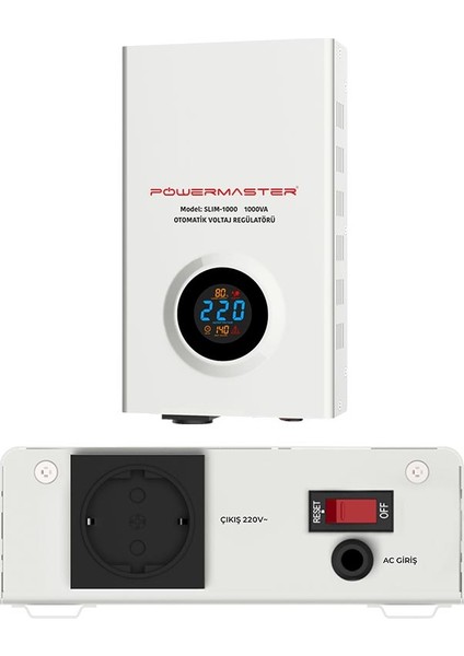 Powermaster SLIM-1000 Otomatik Voltaj Kombi Regülatörü 220V Ev Tipi Regülatör 220 Volt 1000 Watt