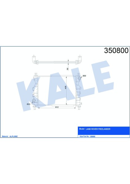 Su Radyatörü Landrover Freelander Al-Pl-Brz 612X458X32