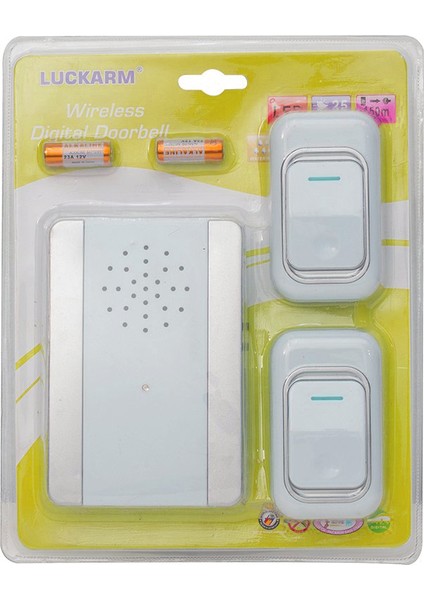 Powermaster Çift Kumandalı 36 Melodili Kablosuz Kapı Zili Tek Zil 2 Buton Max. 100 Metre Çekim Mesafesi
