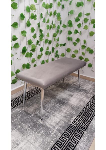 Krom Metal Ayaklı Metal Kasalı Bench Mutfak Salon Antre Yatak Odası Balkon Puf Bank