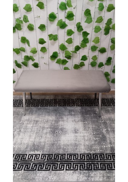 Krom Metal Ayaklı Metal Kasalı Bench Mutfak Salon Antre Yatak Odası Balkon Puf Bank