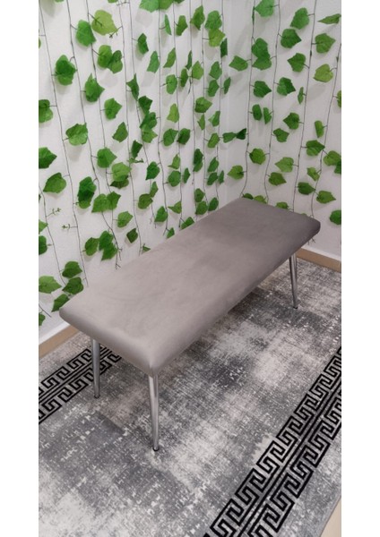 Krom Metal Ayaklı Metal Kasalı Bench Mutfak Salon Antre Yatak Odası Balkon Puf Bank