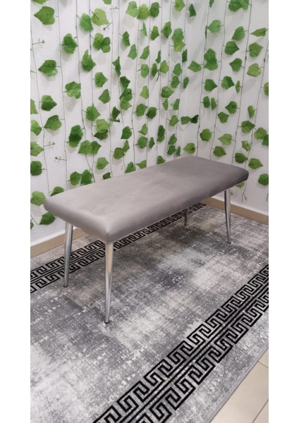 Krom Metal Ayaklı Metal Kasalı Bench Mutfak Salon Antre Yatak Odası Balkon Puf Bank