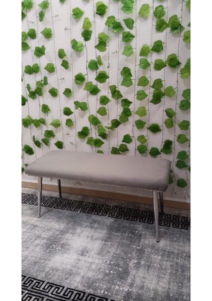 Krom Metal Ayaklı Metal Kasalı Bench Mutfak Salon Antre Yatak Odası Balkon Puf Bank