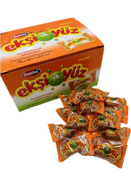 Ekşiyüz Portakallı Sakız 100 Adet Sakız 1 Paket Sakız