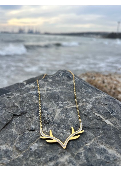 316 L Çelik Gold Geyik Kolye fiyatları