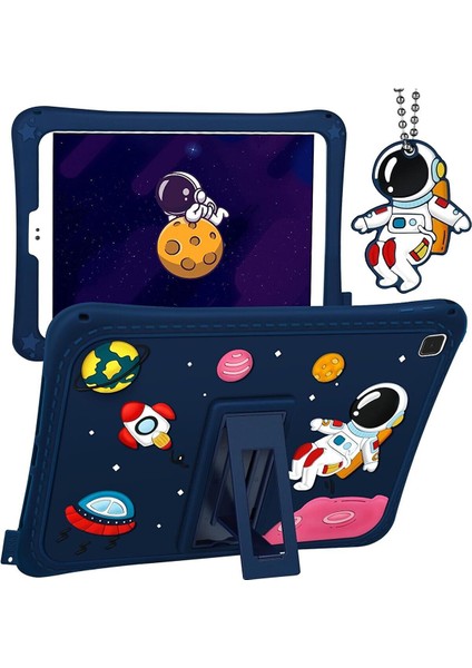 Samsung Galaxy Tab S6 Lite SM-P610 Case Kickstand Silikon Pc Astronot Tasarım Tablet Kapağı Kılıfı