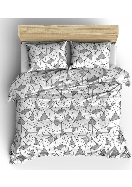 teks Yüzde Yüz Pamuklu Kany Geometrik Çift Kişilik 200x220+2*(50x70) Nevresim Seti ve Yastık Kılıfı Seti